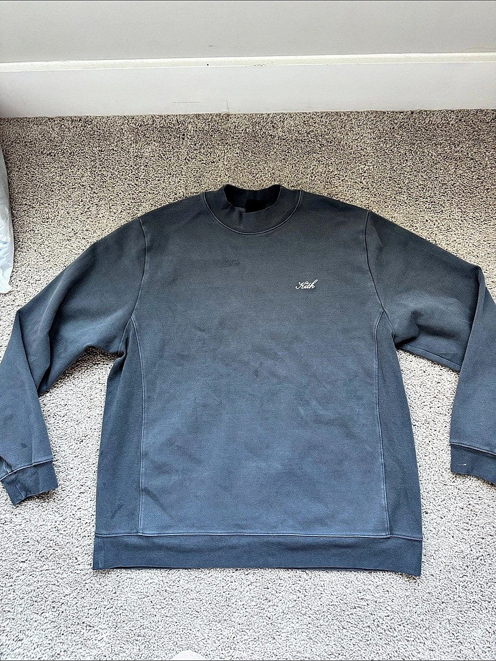 Kith Garment Dyed Fleece Mockneck Sweatshirt Gray XL
